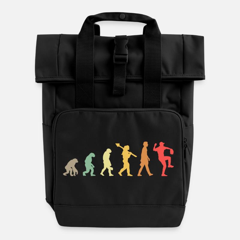 Évolution du baseball - Sac à dos Roll Top à deux anses - noir