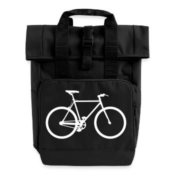 Fahrrad Fixie Radsport Radfahren Radler - Rolltop Rucksack mit zwei Griffen - Schwarz - Vorne