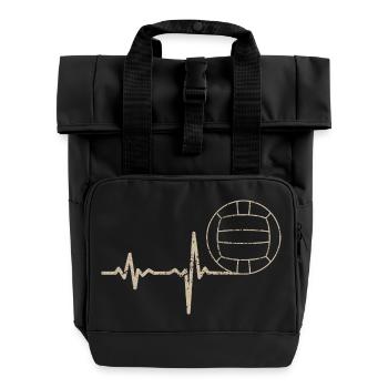 Geschenk Heartbeat Volleyball - Rolltop Rucksack mit zwei Griffen - Schwarz - Vorne