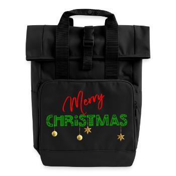 Joyeux Noël : Lettres vertes texturées - Sac à dos Roll Top à deux anses - noir - Devant