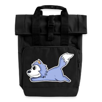 lying wolf - Roll Top Backpack with Two Handles - black - Front