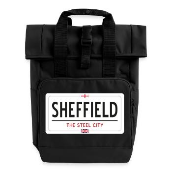 Sheffield town sign - Roll Top Backpack with Two Handles - black - Front