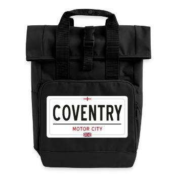 Coventry place sign - Roll Top Backpack with Two Handles - black - Front