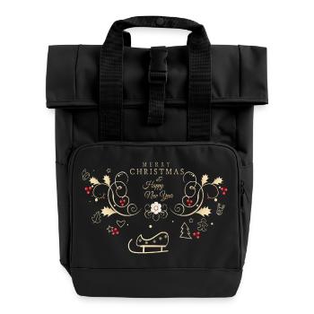 Merry Christmas, Happy New Year - Rolltop Rucksack mit zwei Griffen - Schwarz - Vorne