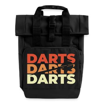 Dart Retro Look - Rolltop Rucksack mit zwei Griffen - Schwarz - Vorne