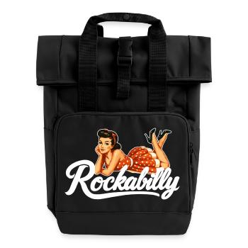 Rockabilly Vintage Car Pin Up Girl Gift - Roll Top Backpack with Two Handles - black - Front