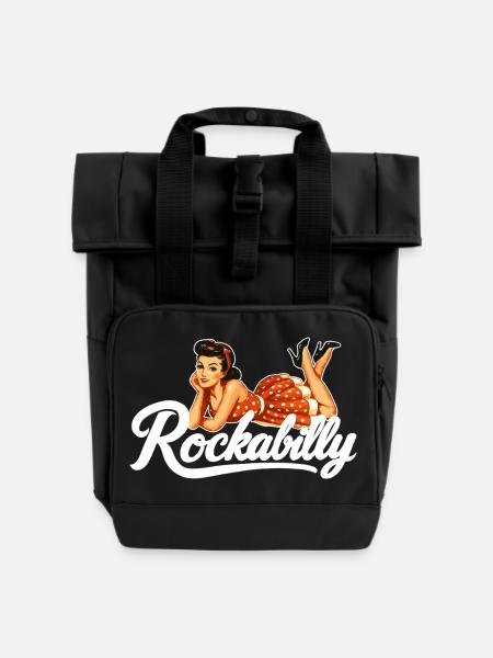 Cadeau de fille pin-up pour voitures vintage rockabilly - Sac à dos Roll Top à deux anses - noir