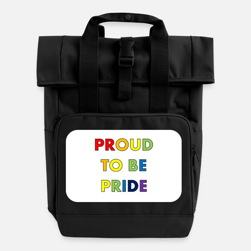 Proud to be Pride in rainbow style - Roll Top Backpack with Two Handles - black
