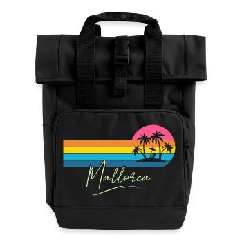 Mallorca Palmen Sunset Retro - Rolltop Rucksack mit zwei Griffen - Schwarz - Vorne