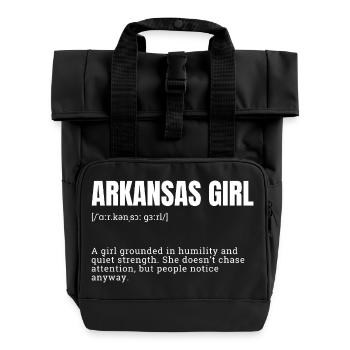 Arkansas Girl Bold Typography - Roll Top Backpack with Two Handles - black - Front
