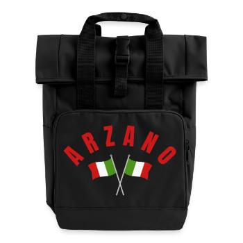 Arzano Italian Flags  - Roll Top Backpack with Two Handles - black - Front