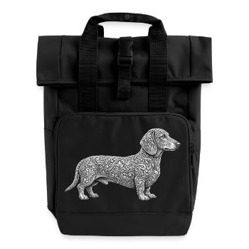 Dackel - Rolltop Rucksack mit zwei Griffen - Schwarz - Vorne