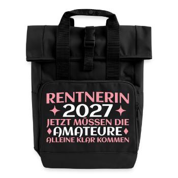 Rentnerin 2027 Abschied Kollegin Lustig - Rolltop Rucksack mit zwei Griffen - Schwarz - Vorne