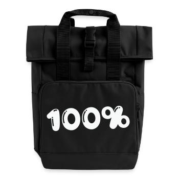 100% - Rolltop Rucksack mit zwei Griffen - Schwarz - Vorne