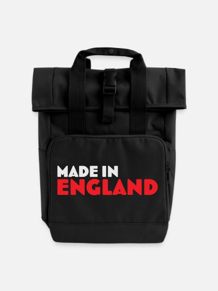 T-shirt emblème Made in England - Sac à dos Roll Top à deux anses - noir