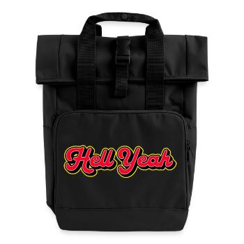 Hell yes 3D Retro Script - Rolltop Rucksack mit zwei Griffen - Schwarz - Vorne