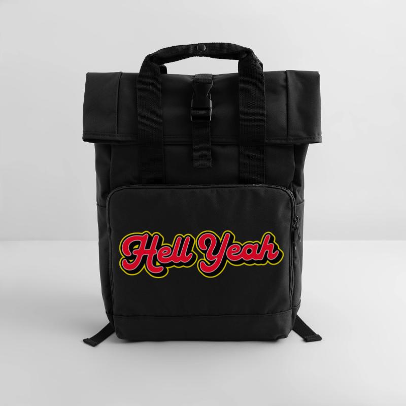 Hell yes 3D Retro Script Rolltop Rucksack mit zwei Griffen