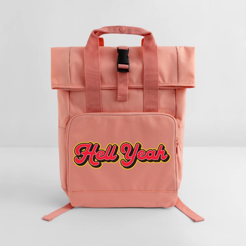 Hell yes 3D Retro Script Rolltop Rucksack mit zwei Griffen