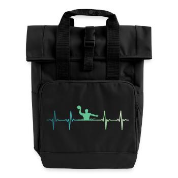 Wasserball Herzschlag Wasserball - Rolltop Rucksack mit zwei Griffen - Schwarz - Vorne