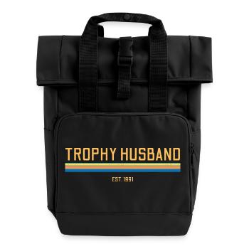 Trophy Husband 1991 Retro hasband Anniversary - Roll Top Backpack with Two Handles - black - Front