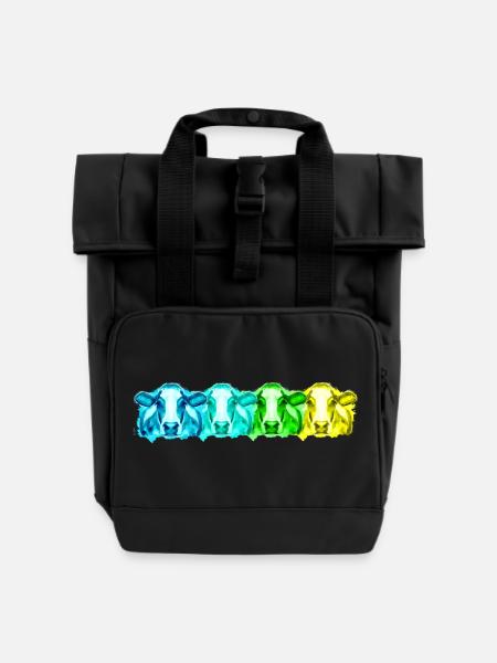Kuh Kühe - Rolltop Rucksack mit zwei Griffen - Schwarz