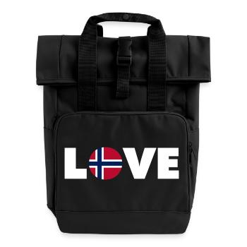 Norway - Love - Norge - Liebe - Norwegen - Roll Top Backpack with Two Handles - black - Front