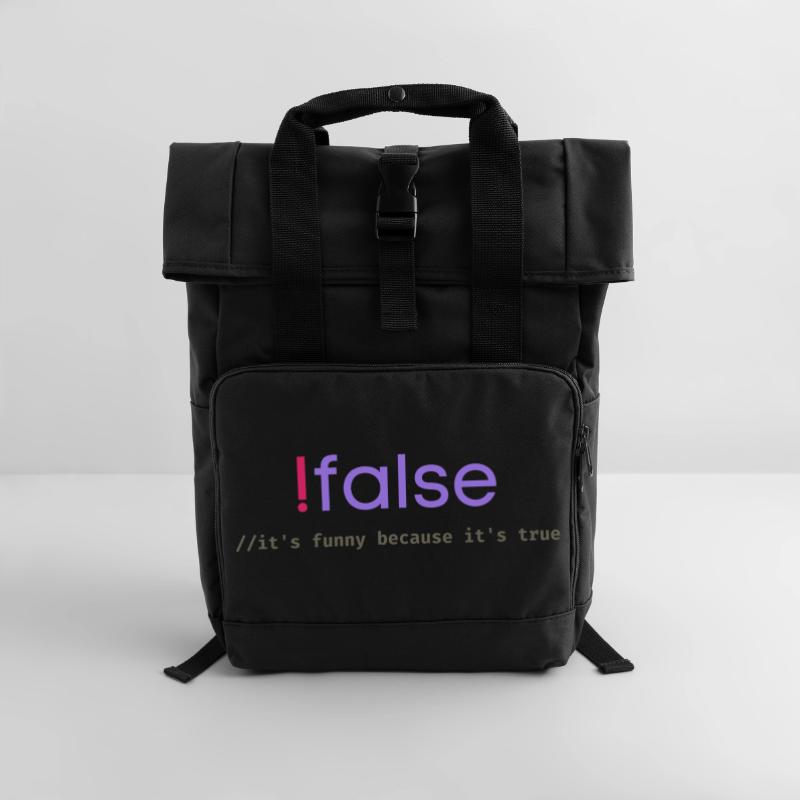 Jeu de mots sur la programmation Ifalse Funny Coder Sac à dos Roll Top à deux anses