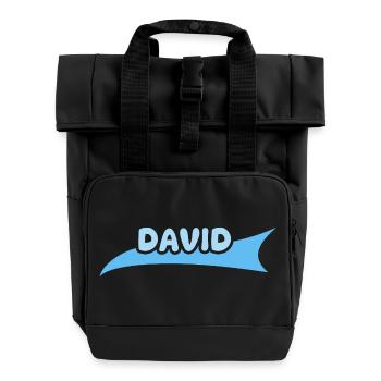 First name David - Roll Top Backpack with Two Handles - black - Front