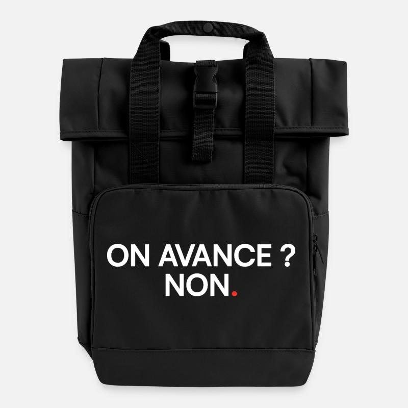 We move forward no humor meeting office - Roll Top Backpack with Two Handles - black