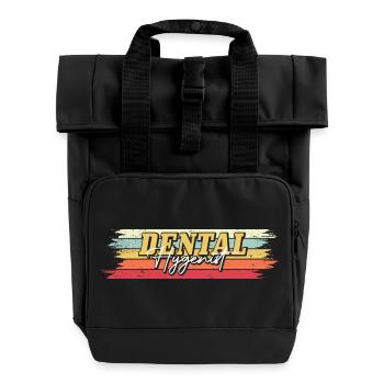Retro Dental Hygienist Graphic - Roll Top Backpack with Two Handles - black - Front