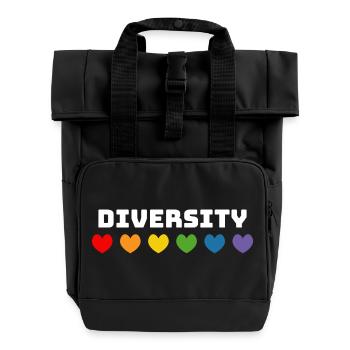 Rainbow Hearts LGBT lgbtqi queer Diversity - Roll Top Backpack with Two Handles - black - Front