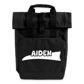 Geschenk für Aiden - Rolltop Rucksack mit zwei Griffen - Schwarz - Vorne