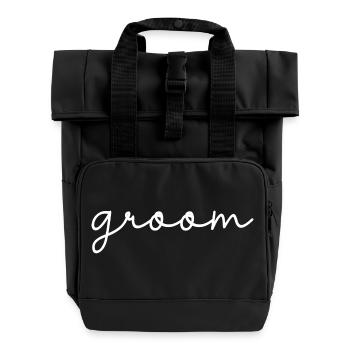 Bräutigam Cool Matching Paar Hochzeitsfeier Hochzeit - Rolltop Rucksack mit zwei Griffen - Schwarz - Vorne