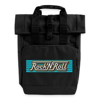 Rock 'n' Roll Retro-Typografie-Logo - Rolltop Rucksack mit zwei Griffen - Schwarz - Vorne