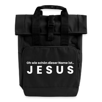 The name of Jesus - christian clothing - Roll Top Backpack with Two Handles - black - Front