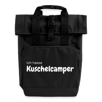 Cuddle camper - Roll Top Backpack with Two Handles - black - Front