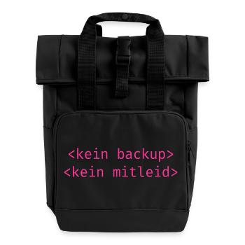 No Backup No Mercy - Kein Backup Kein Mitleid - Rolltop Rucksack mit zwei Griffen - Schwarz - Vorne