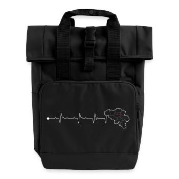 Heartbeat Map Outline - Roll Top Backpack with Two Handles - black - Front