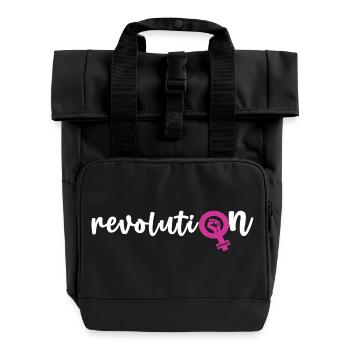 Revoluti♀n – Frauenpower - Rolltop Rucksack mit zwei Griffen - Schwarz - Vorne