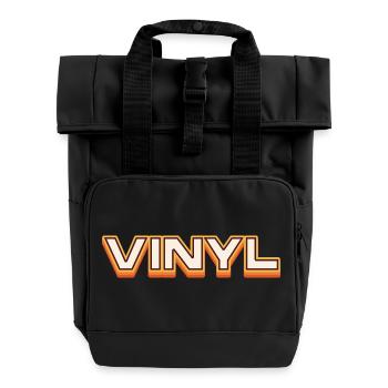 Vinyl Retro Music Typography Design - Rolltop Rucksack mit zwei Griffen - Schwarz - Vorne
