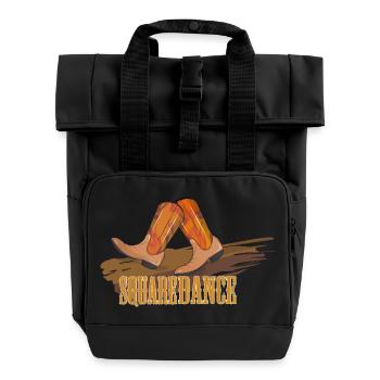 Square Dance - Cowboy boots on the parquet - Roll Top Backpack with Two Handles - black - Front