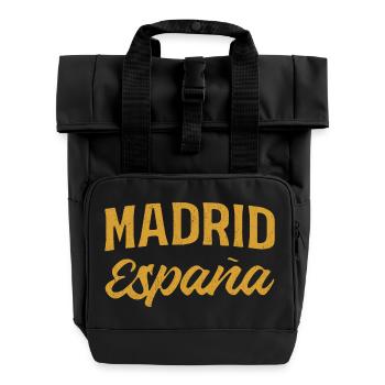 Madrid Spanien Gold Schrift - Rolltop Rucksack mit zwei Griffen - Schwarz - Vorne