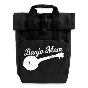 Banjo player mom - Roll Top Backpack with Two Handles - black - Front