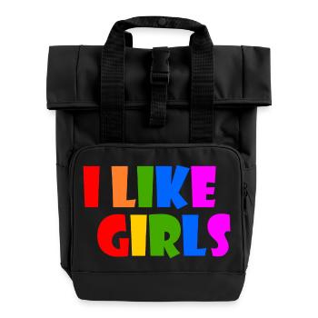 I like girls - Roll Top Backpack with Two Handles - black - Front