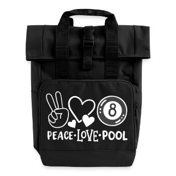 8-Ball Poolbillardspieler - Rolltop Rucksack mit zwei Griffen - Schwarz - Vorne