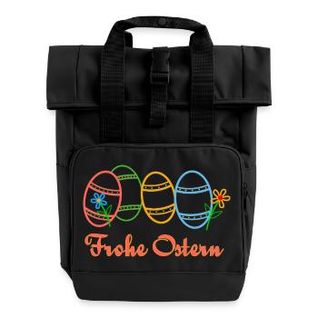 Ostern - Rolltop Rucksack mit zwei Griffen - Schwarz - Vorne