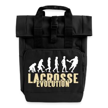 Lacrosse Evolution Funny Sports Humor Parody - Roll Top Backpack with Two Handles - black - Front