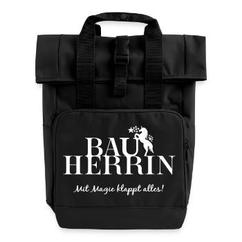 Builder House Construction Homeowner House Purchase Builder - Roll Top Backpack with Two Handles - black - Front