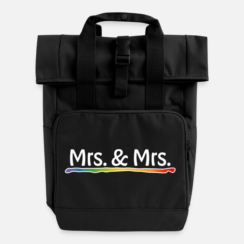Rainbow Mme et Mme blanche LGBT lgbtqi queer - Sac à dos Roll Top à deux anses - noir
