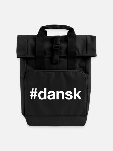 DANISH Dansk Denmark Dänemark - Rolltop Rucksack mit zwei Griffen - Schwarz